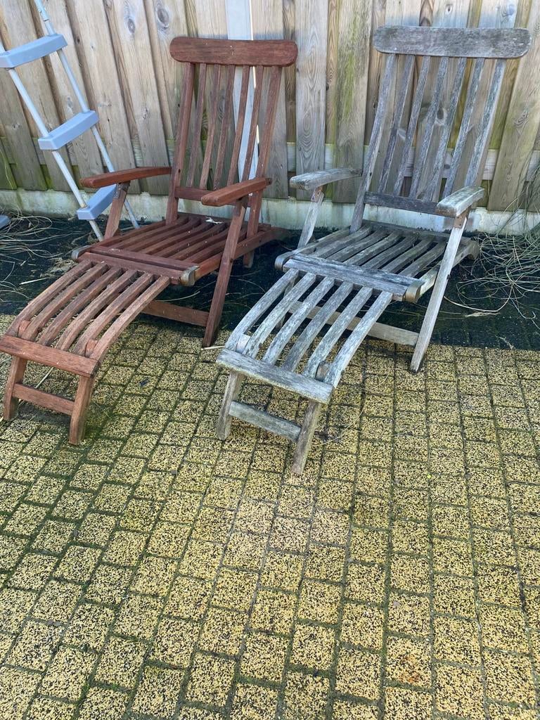 Teak houten lig bedden gratis!, Ophalen, Zo goed als nieuw, Teakhout