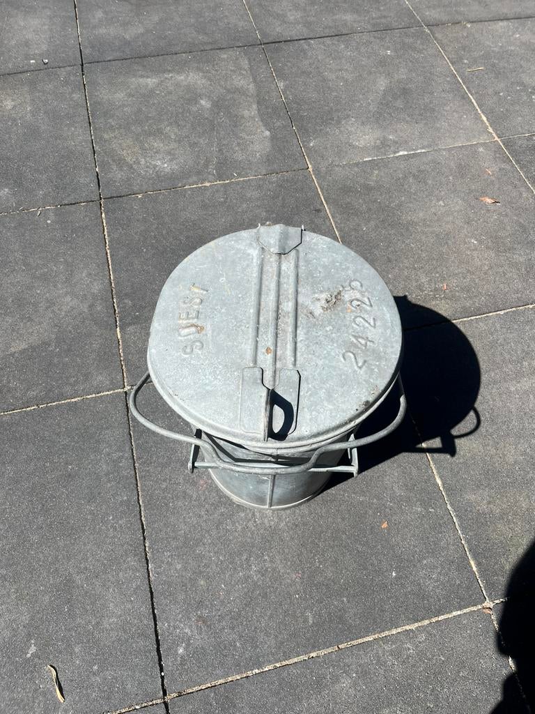 Vintage zinken vuilnisemmer, 40 liter of meer, Ophalen of Verzenden, Zo goed als nieuw, Minder dan 50 cm