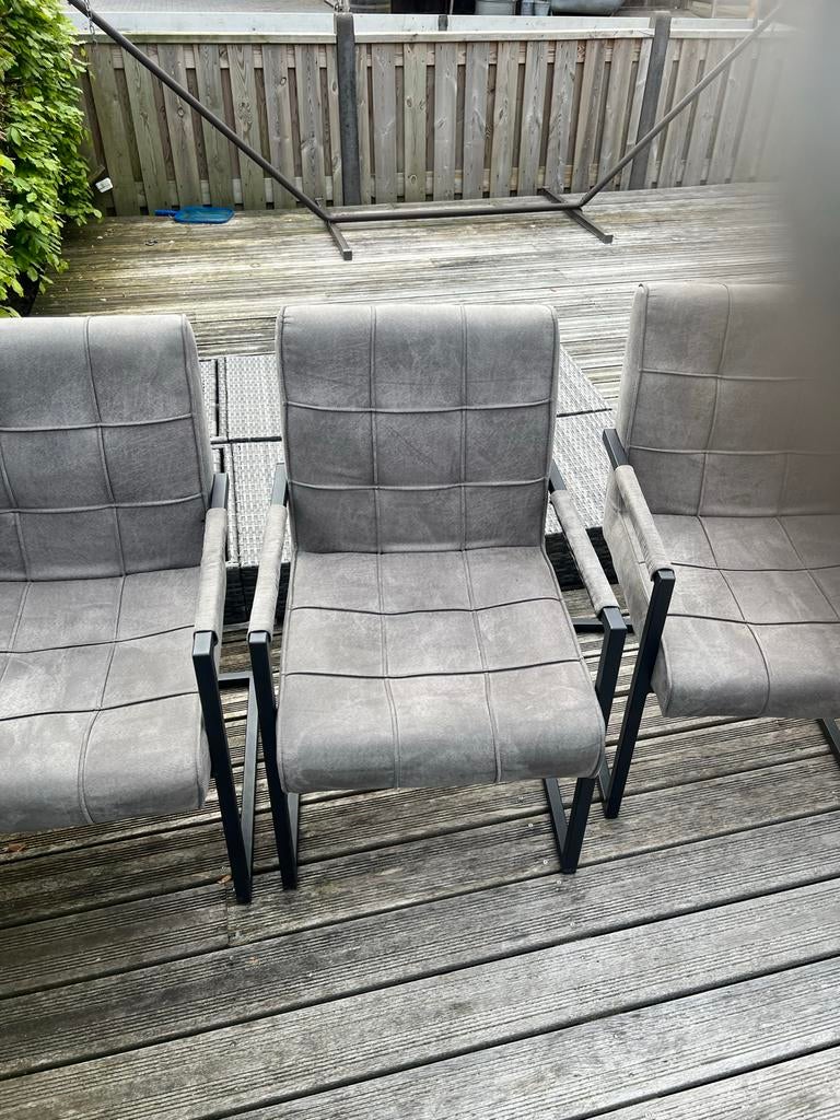 eetkamerstoelen met armleuningen stoel stoelen, Huis en Inrichting, Gebruikt, Ophalen of Verzenden, Metaal, Grijs