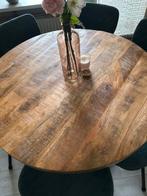 Mangohouten tafel met stoelen, Ophalen, 100 tot 150 cm, Rond, Zo goed als nieuw