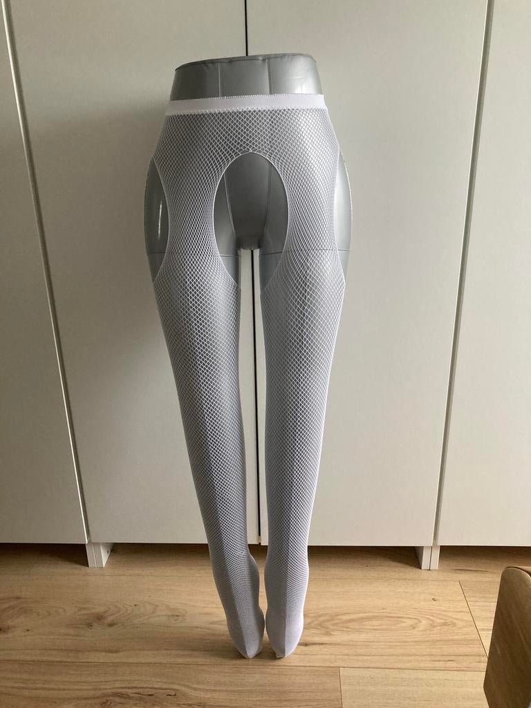 Witte jarretel met open kruis, Kleding | Dames, Leggings, Maillots en Panty's, Verzenden, Nieuw, Wit, Panty