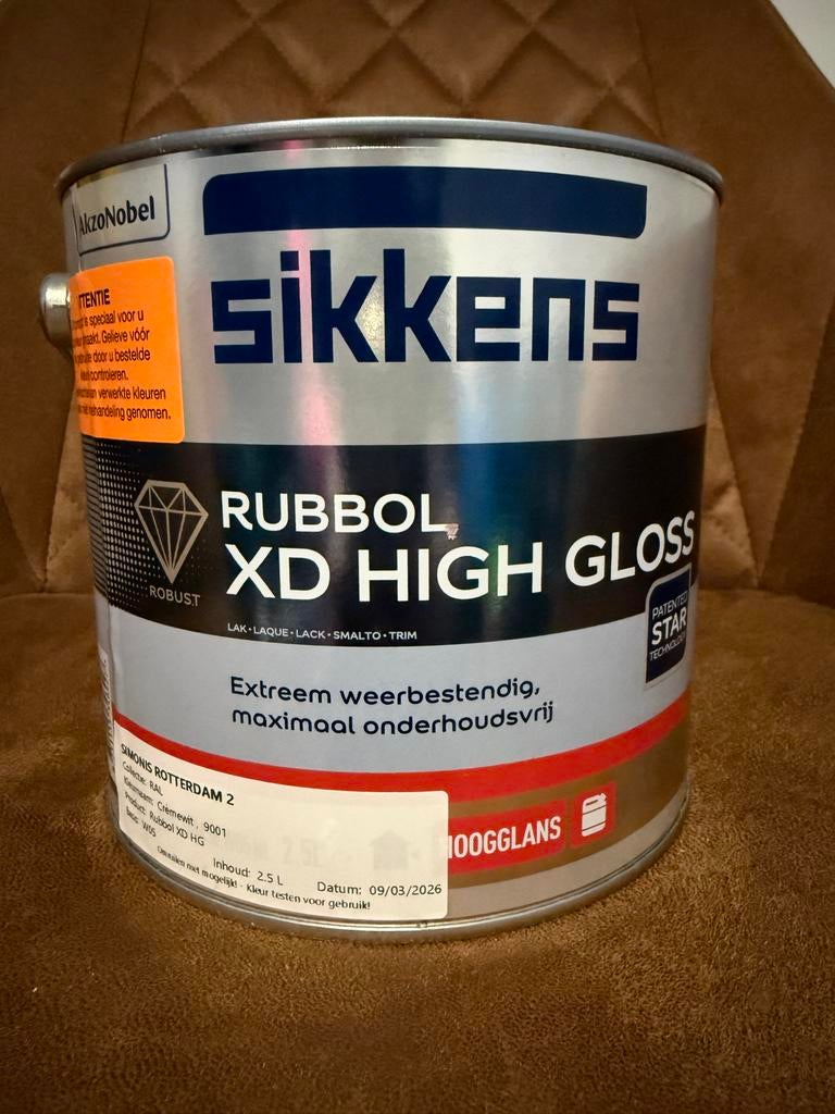 Sikkens Rubbol XD High Gloss RAL 9001 2.5L, Overige kleuren, Nieuw, Ophalen of Verzenden, Lak