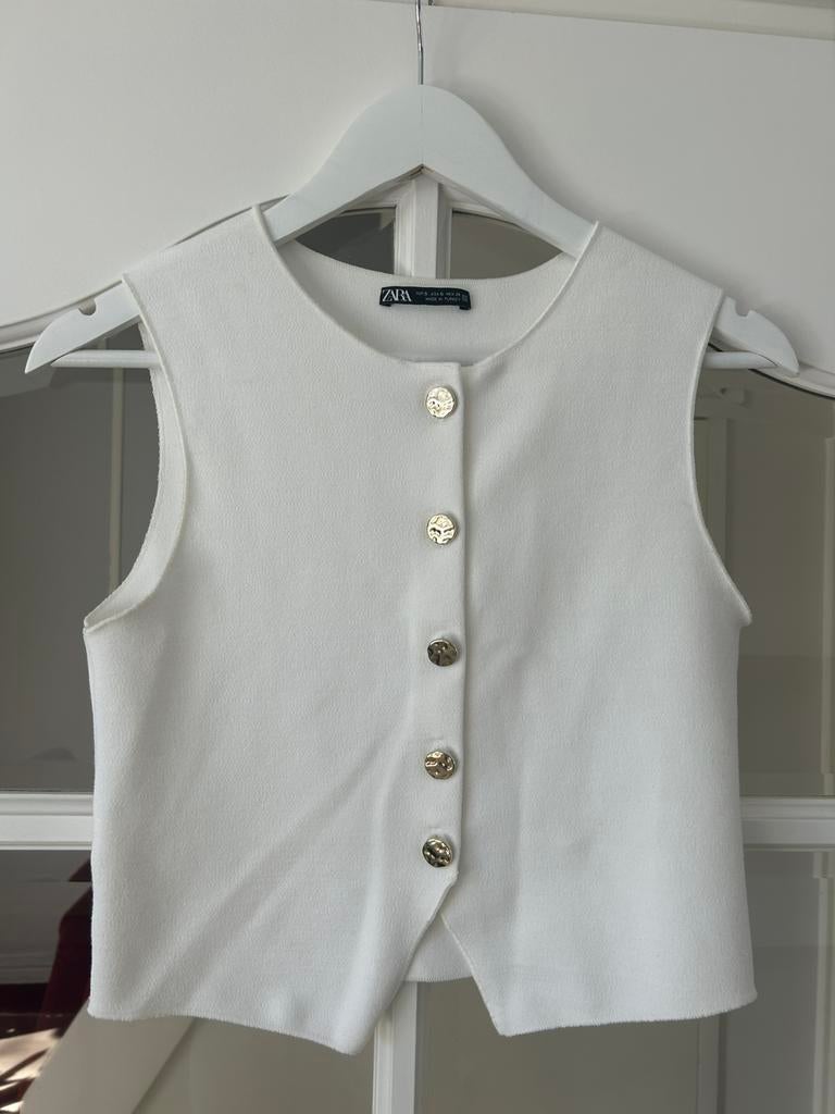 Zara Gilet Top maat S, Wit, Ophalen of Verzenden, Zo goed als nieuw, Maat 36 (S)