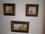 3 Oud Hollandse Landschap Schilderijtjes, Ophalen of Verzenden