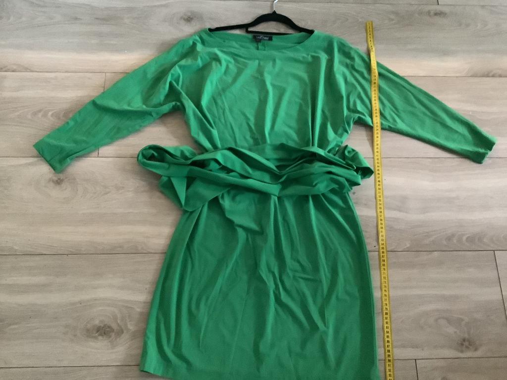 LaDress travelstof jurkjemet sash L, Ophalen of Verzenden, Zo goed als nieuw, Maat 42/44 (L), Groen