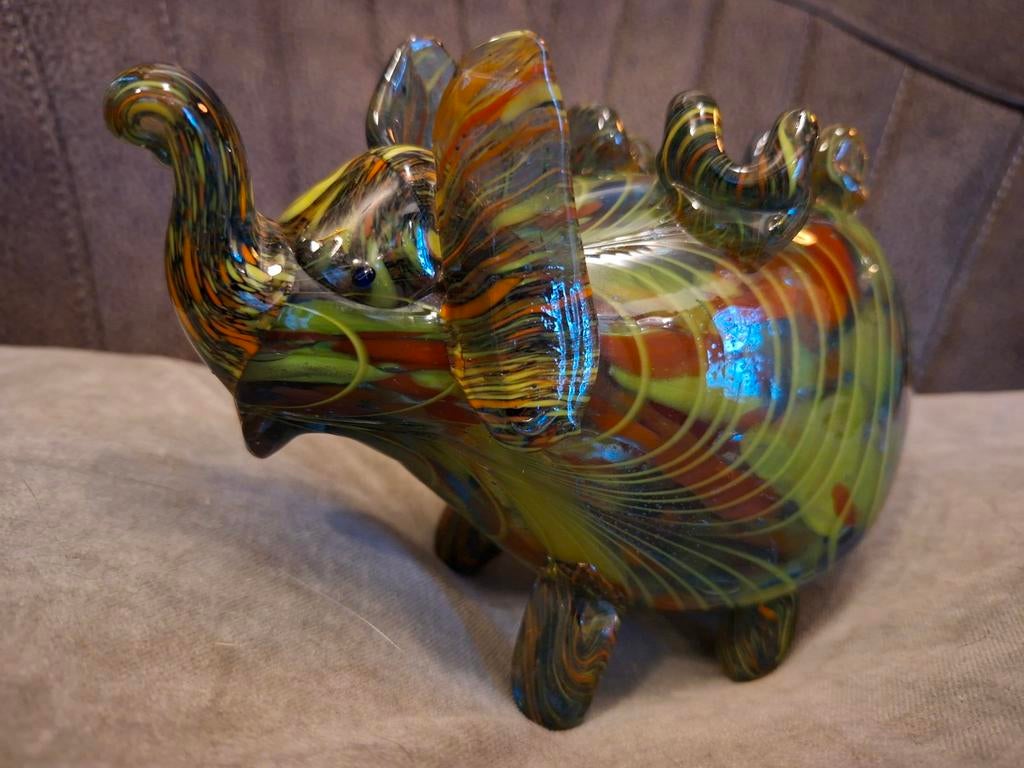 glazen olifant - Murano stijl - Swirl design, Ophalen of Verzenden, Zo goed als nieuw, Dier
