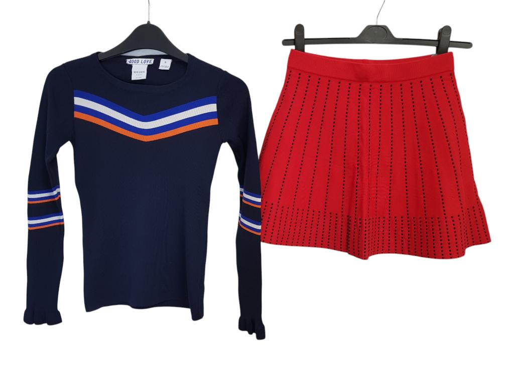 Prachtig rood NIK & NIK gebreid rokje maat 12/152., Kinderen en Baby's, Kinderkleding | Maat 152, Nik&Nik, Zo goed als nieuw, Jurk of Rok