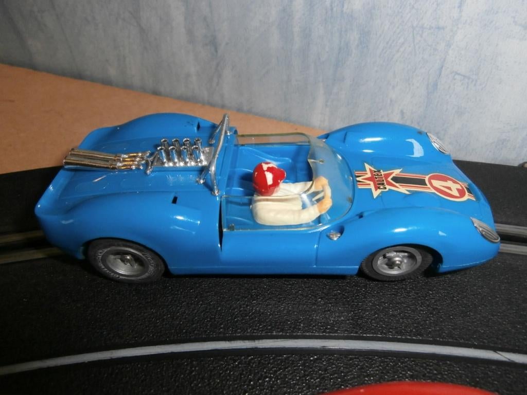Fleischmann slot car 3210 blauw Caltex 4 en 1 oranje "70,s, Ophalen of Verzenden
