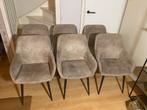 Mooie taupe velvet eetkamerstoelen, Ophalen, Overige kleuren, Zo goed als nieuw, Stof