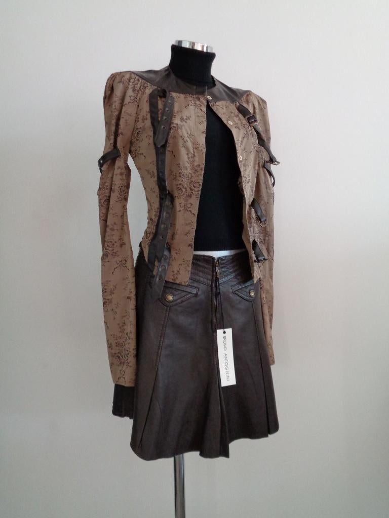 Bruno Antognini zacht leren rok, maat 38 nieuw, kaartjes, Maat 38/40 (M), Bruin, Nieuw, Ophalen of Verzenden