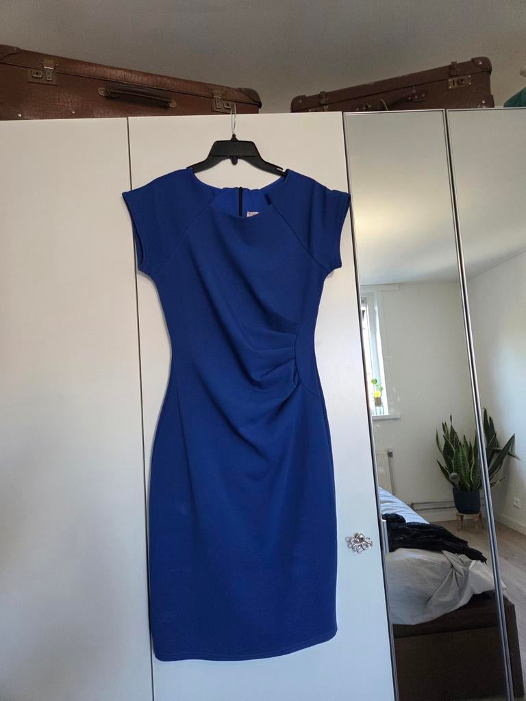 Koningsblauwe cocktailjurk size 12, Maat 38/40 (M), Blauw, Ophalen of Verzenden, Gedragen