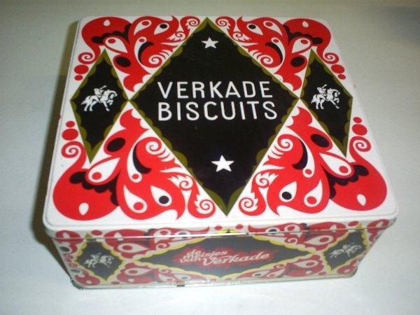 Verkade - mooi groot blik (voor koekjes), Verzamelen, Blikken, Zo goed als nieuw, Koek(jes), Verkade, Ophalen of Verzenden