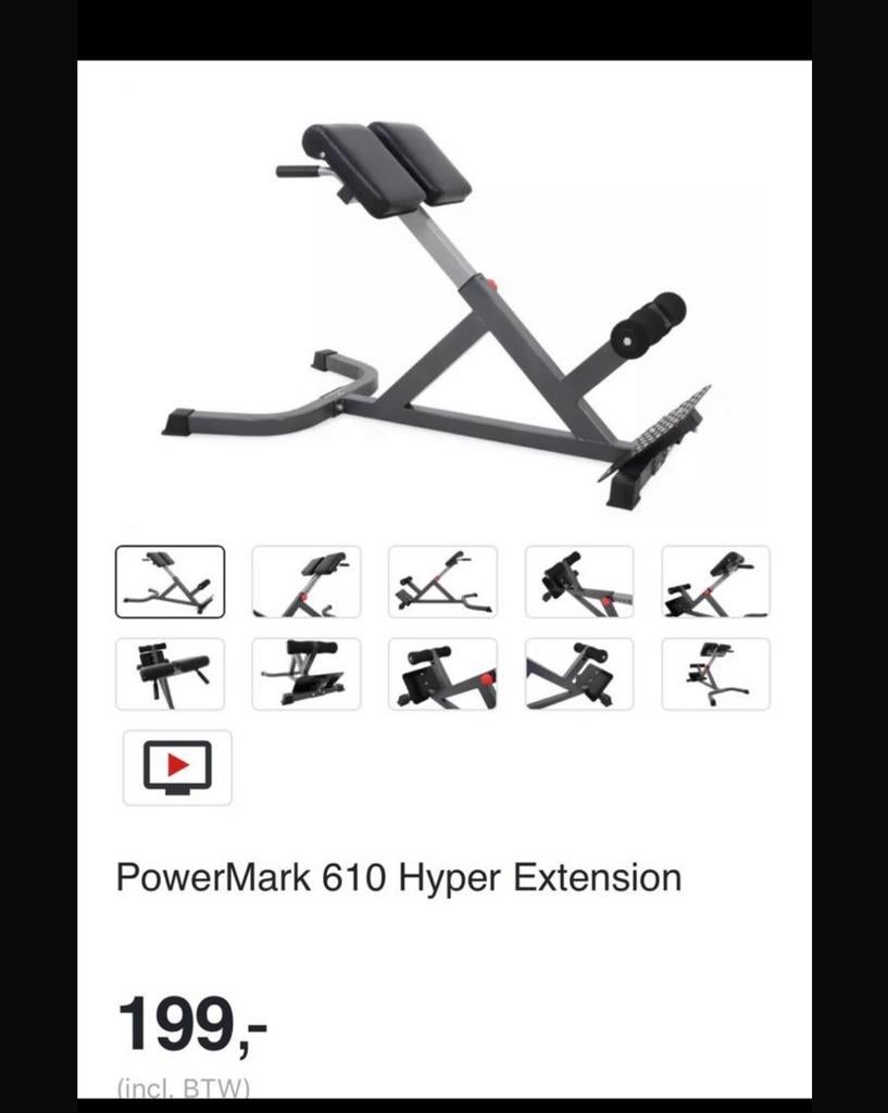 PowerMark 610 Hyper Extension - Rugtrainer, Sport en Fitness, Ophalen, Zo goed als nieuw, Rug, Fitnessbank