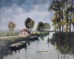 Jan Kelderman (1914-1990) - Hollandse polder met koeien, Ophalen of Verzenden