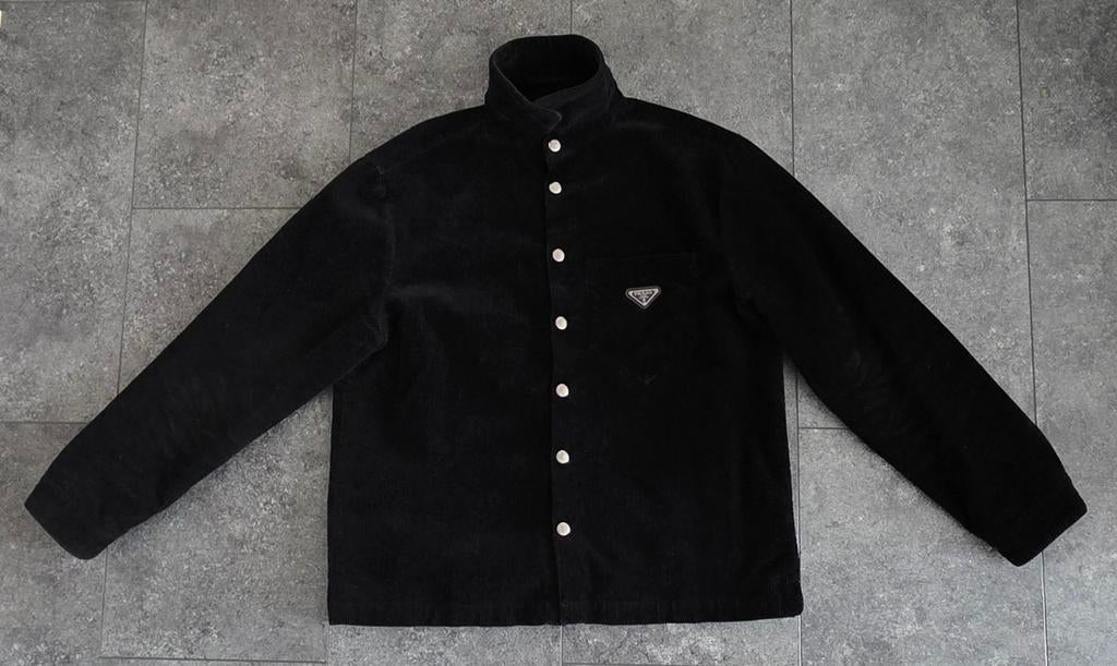 Prada corduroy jas, fendi, louis, balenciaga, loewe, gucci, Maat 48/50 (M), Zwart, Ophalen of Verzenden, Zo goed als nieuw