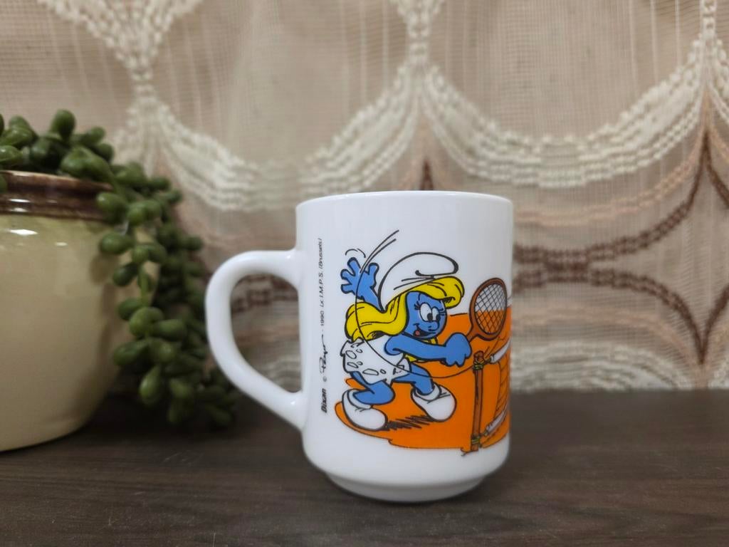 Vintage Arcopal Dixan Peyo smurf beker tennissen 1990, Verzamelen, Gebruiksvoorwerp, Ophalen of Verzenden, Zo goed als nieuw, Smurfin