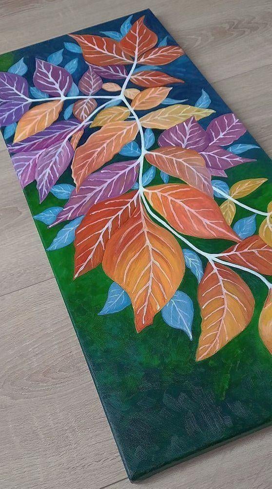 Nieuw vrolijk gekleurd handgeschilderd schilderij, Antiek en Kunst, Ophalen of Verzenden