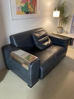 Tweezits bank gelderland Jan des Bouvrie leer Blauw, Huis en Inrichting, Banken | Bankstellen, Ophalen, 150 tot 200 cm, Tweepersoons