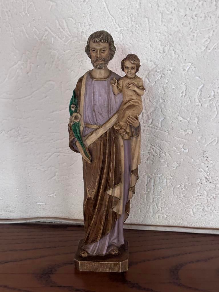 Kunstharz Jozef met Kindje Jezus - Religieuze Decoratie, Antiek en Kunst, Verzenden