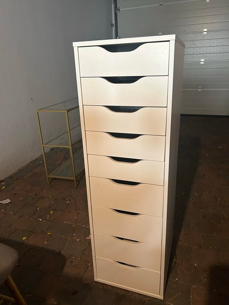 IKEA Alex ladeblok met 9 lades - Wit, Huis en Inrichting, Kasten | Ladekasten, Ophalen, Overige materialen, Minder dan 50 cm, Gebruikt