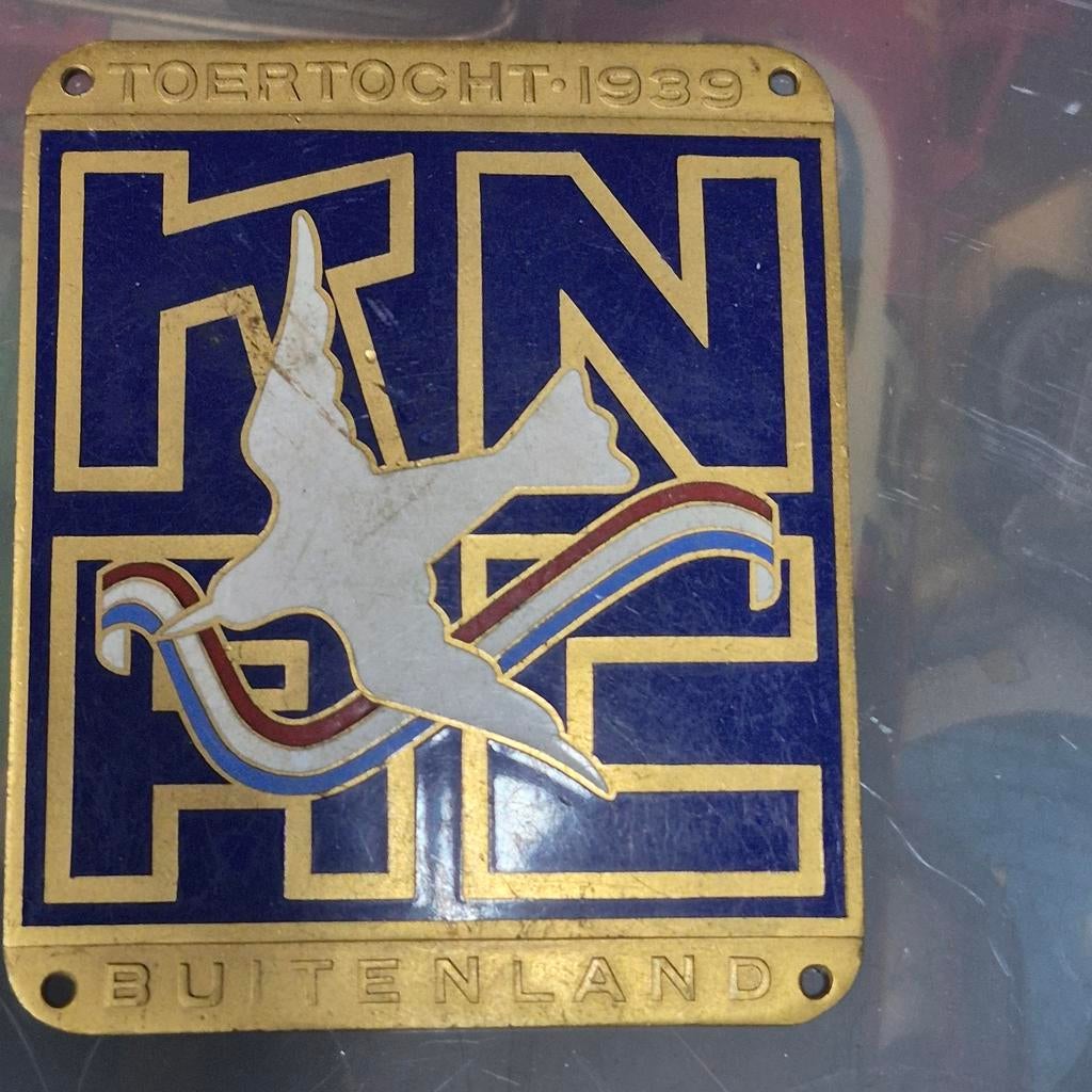 KNHB Toertocht 1939 Buitenland emaille plaatje, Ophalen of Verzenden