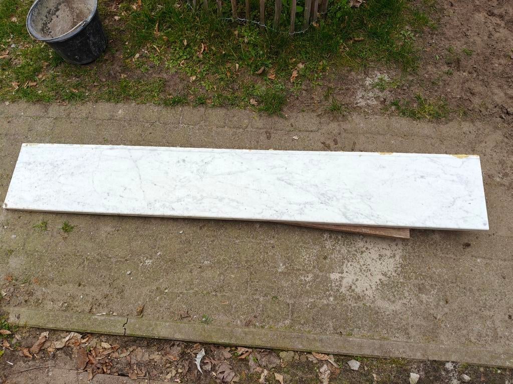 Marmeren vensterbank - Wit met grijze aders, Ophalen, Gebruikt