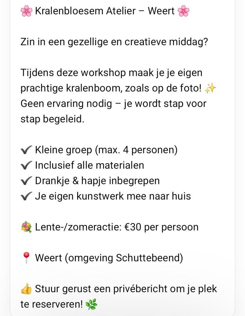Workshop, Twee personen, Overige soorten