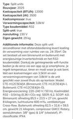 Nieuw! Airco 3.5 KW Split Unit met WiFi en Afstandsbediening, Nieuw, 3 snelheden of meer, Ophalen of Verzenden, Wandairco