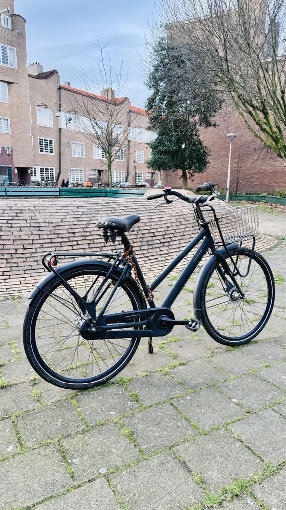 Zwarte Cortina urban damesfiets met mand, Overige merken, Velgrem, Ophalen of Verzenden, 53 tot 56 cm