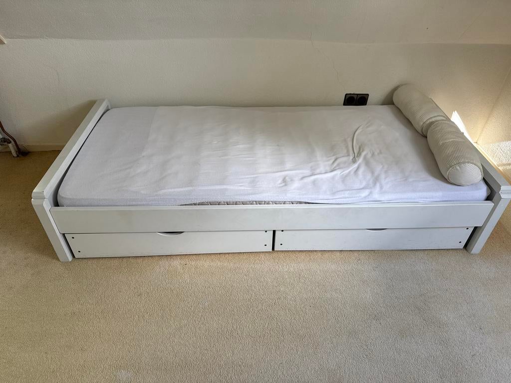 Eenpersoonsbed met lades, Huis en Inrichting, Slaapkamer | Bedden, Ophalen, Gebruikt, 90 cm, Eenpersoons