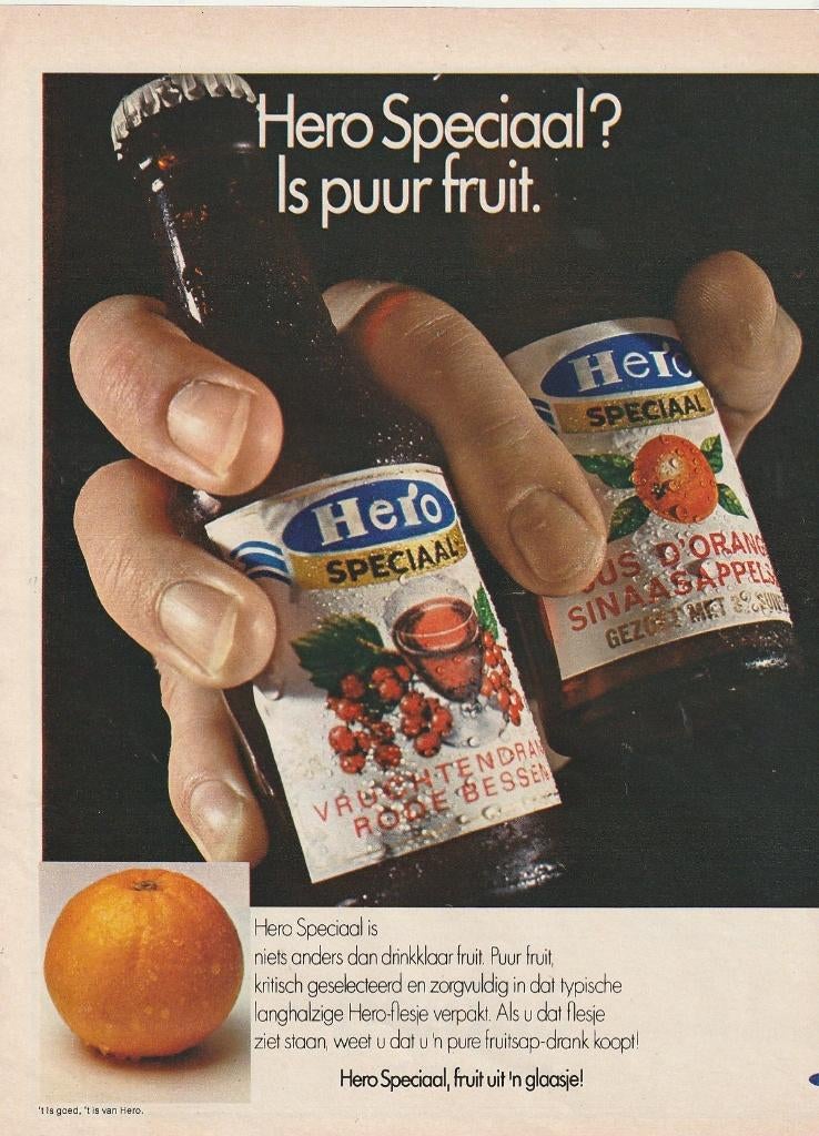 Retro reclame 1969 Hero frisdrank limonade drinkklaar, Verzenden, Overige typen