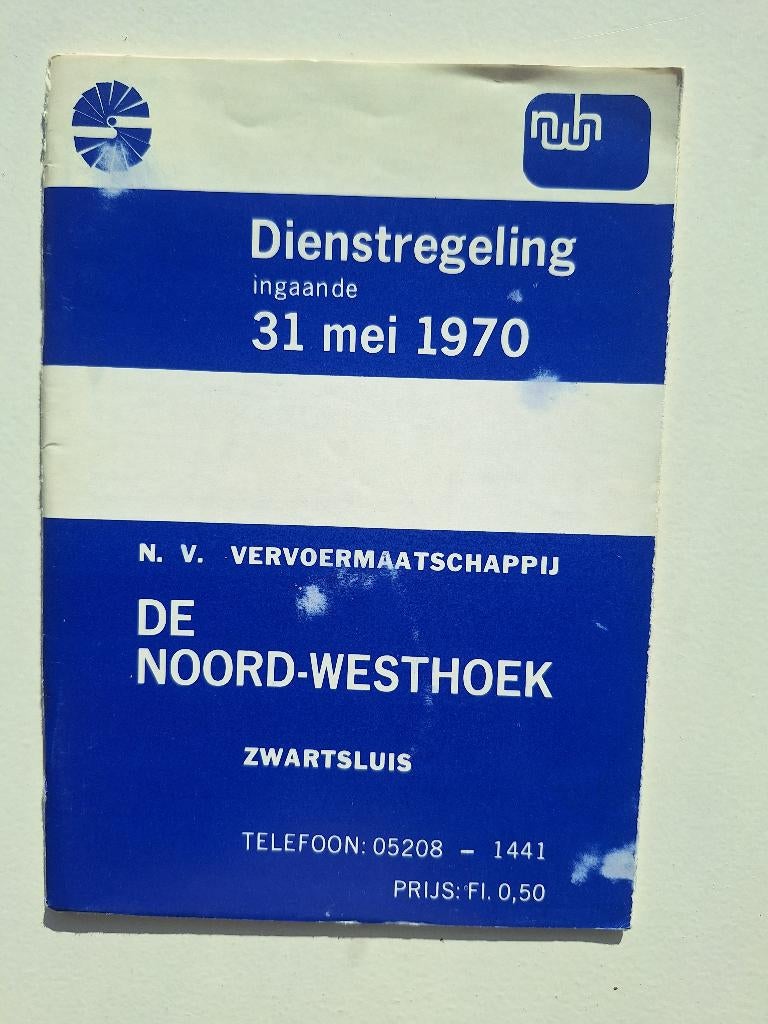 DE NOORD-WESTHOEK DIENSTREGELING INGAANDE - 31 MEI 1970, Verzamelen, Spoorwegen en Tramwegen, Ophalen of Verzenden, Gebruikt, Bus of Metro
