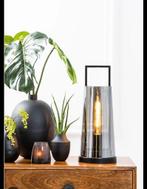 Light & Living Amando Tafellamp - Smoke/Zwart - Ø18x44cm, Ophalen of Verzenden, Zo goed als nieuw, Glas, Modern
