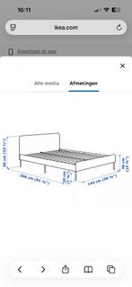 SLATTUM Gestoffeerd bed, Vissle grijs,, Ophalen, Tweepersoons, 140 cm, Zo goed als nieuw