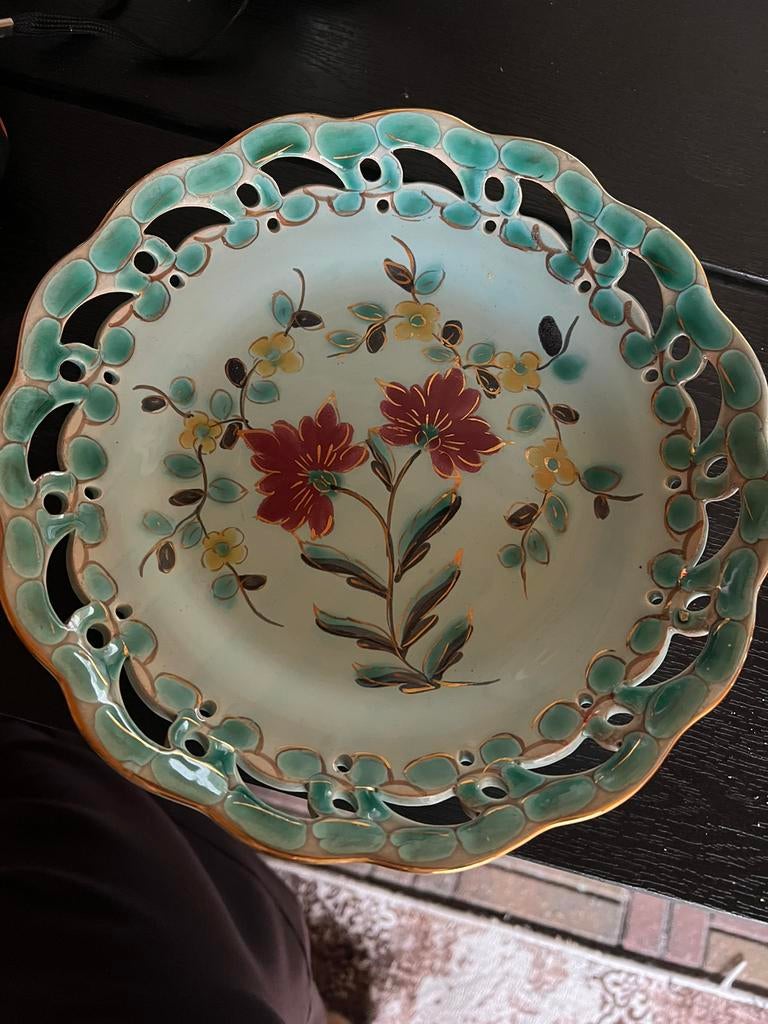 Vintage Gouda Holland Pauli Flora Faience Bord, Antiek en Kunst, Ophalen