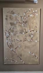 Goudkleurig schilderij met witte bloesem, Antiek en Kunst, Ophalen