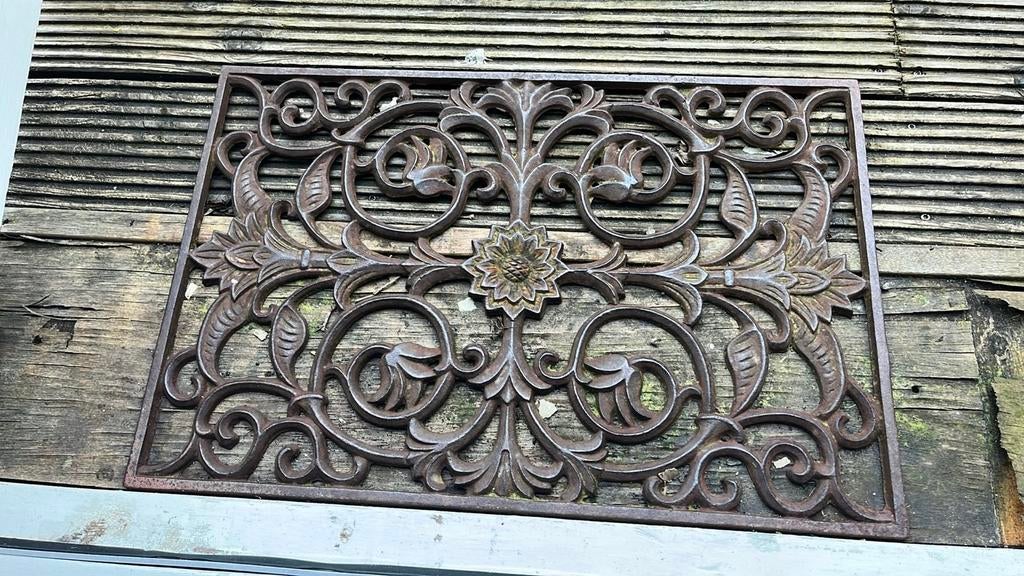 Gietijzeren Deurmat 60x40 - Klassiek Design, Tuin en Terras, Deurmatten, Ophalen, Gebruikt, Gietijzer, Schoonloopmat