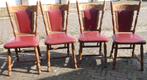 4 stoelen,  eiken stoel.. eikenstoel met hoog rugleuning., Huis en Inrichting, Stoelen, Ophalen, Gebruikt, Vier, Rood