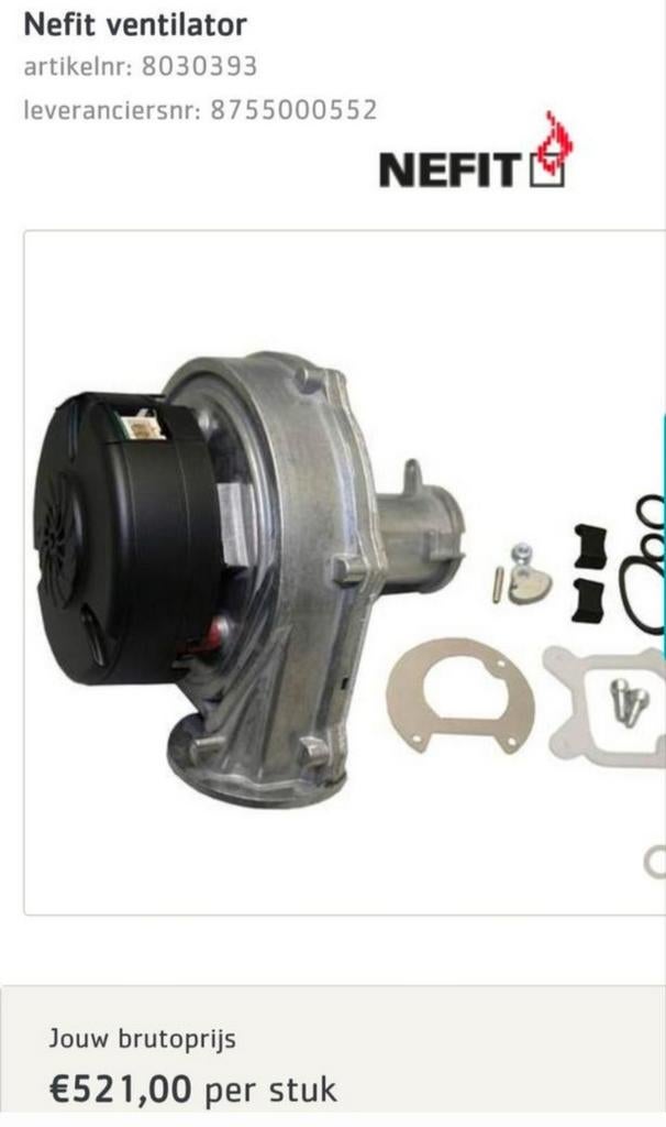 Nefit Ventilator - Nieuw, Minder dan 20 liter, Ophalen of Verzenden, Gebruikt, Minder dan 3 jaar oud