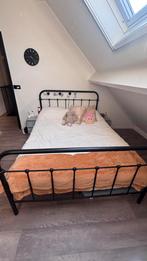 Zwart metalen 2-persoons bed 140x200cm, Ophalen, Zwart, Tweepersoons, 140 cm