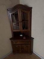Houten hoekkast met glazen deurtjes, Ophalen of Verzenden, Gebruikt