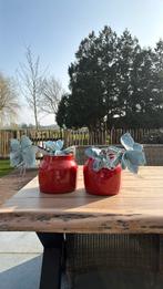 2 mooie rode bloempotten, Ophalen, Gebruikt, Rond, Aardewerk