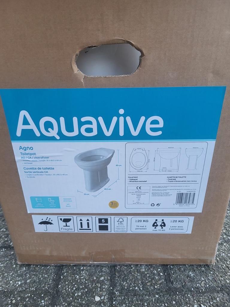 Aquavive Agno Toiletpot, Doe-het-zelf en Verbouw, Sanitair, Ophalen of Verzenden, Nieuw, Toilet