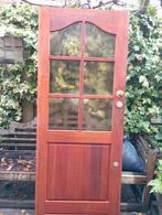 Hardhouten voordeur, Ophalen, Gebruikt, 200 tot 215 cm, Glas