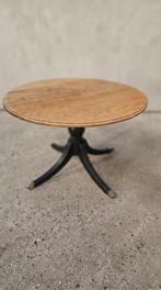 Wijntafel oud eiken met koperen leeuwenpootjes, Minder dan 55 cm, Rond, Zo goed als nieuw, Klassiek landelijk