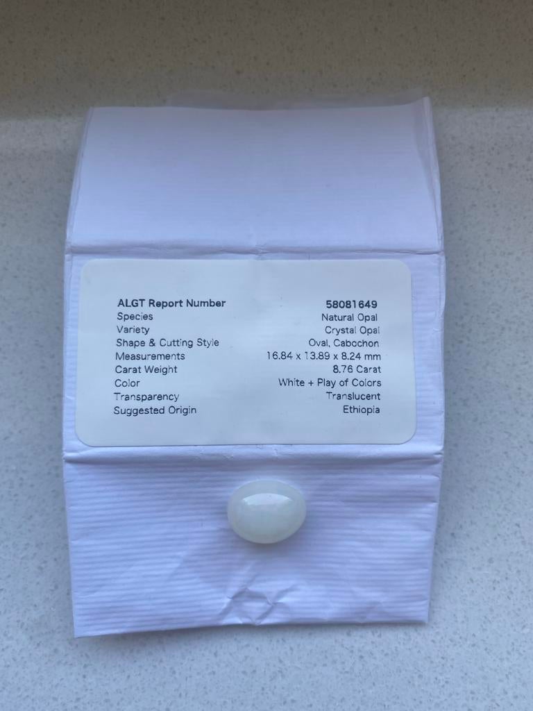 8,76 karaat Witte Opaal - Natuurlijke Ethiopische Kristal Op, Ophalen of Verzenden, Nieuw