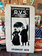 R.V.S. emaille reclamebord XL Langcat Bussum Rotterdam, Verzamelen, Ophalen, Reclamebord, Gebruikt, X