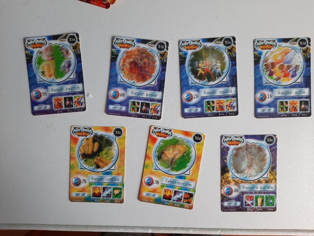 7 Power Rangers Wild Force Fox Kids TV Cards, Ophalen of Verzenden