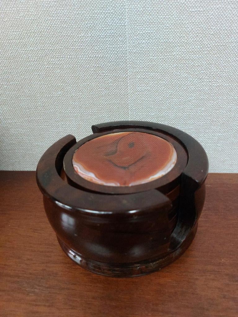 Set Edelsteen Onderzetters – Natuurlijke Agaat, Huis en Inrichting, Glas of Kopje, ., Ophalen of Verzenden, Zo goed als nieuw