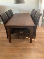Eiken eetkamer tafel met 6 stoelen, Ophalen, Gebruikt, 4 tot 6 stoelen